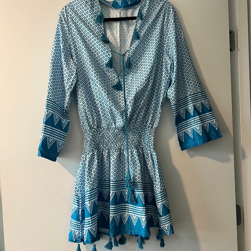 Summer Moroccan style dress with tassels
